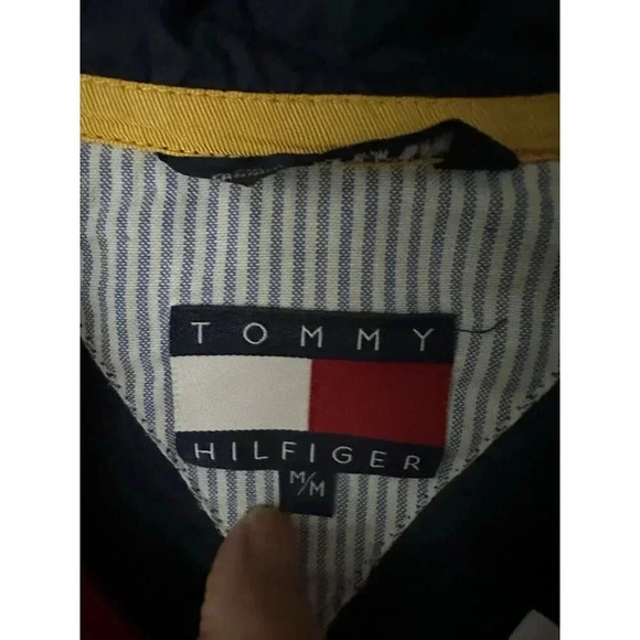 Tommy Hilfiger Men's Wind Breaker Jacket Size M Med Blue Snap Closure - Picture 6 of 7